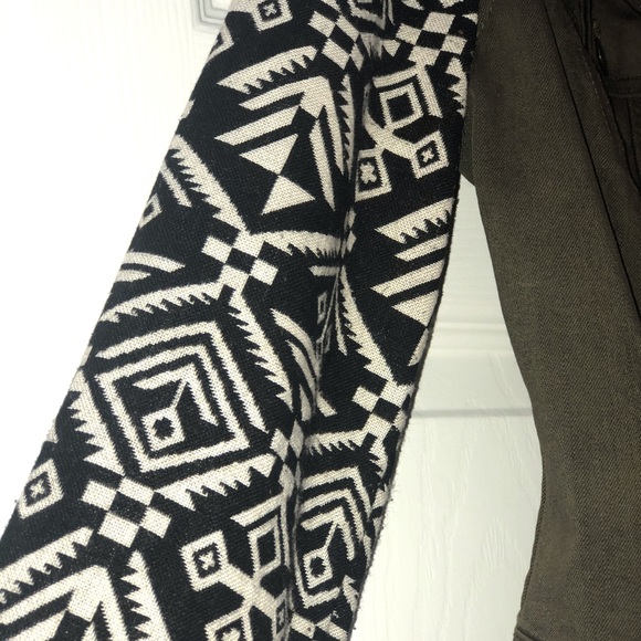 Jessica Simpson Olive Aztec Denim Jacket - Picture 2 of 4